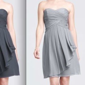 SHORT CRINKLE CHIFFON DRESS WITH FRONT CASCADE